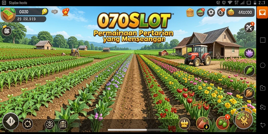 Tampilan gameplay 070SLOT yang menarik dengan lahan pertanian yang luas.
