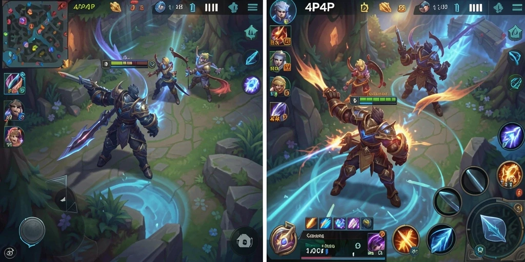 Tangkapan layar gameplay seru dari game MOBA 4P4P.