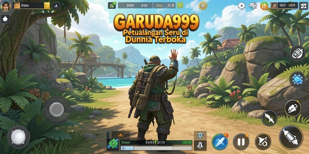 Screenshot gameplay GARUDA999 menunjukkan keindahan dunia terbuka yang luas.