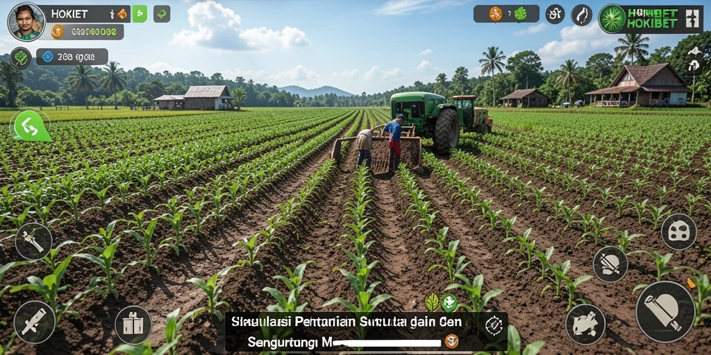 Tampilan gameplay HOKIBET dengan berbagai tanaman dan hewan peliharaan.