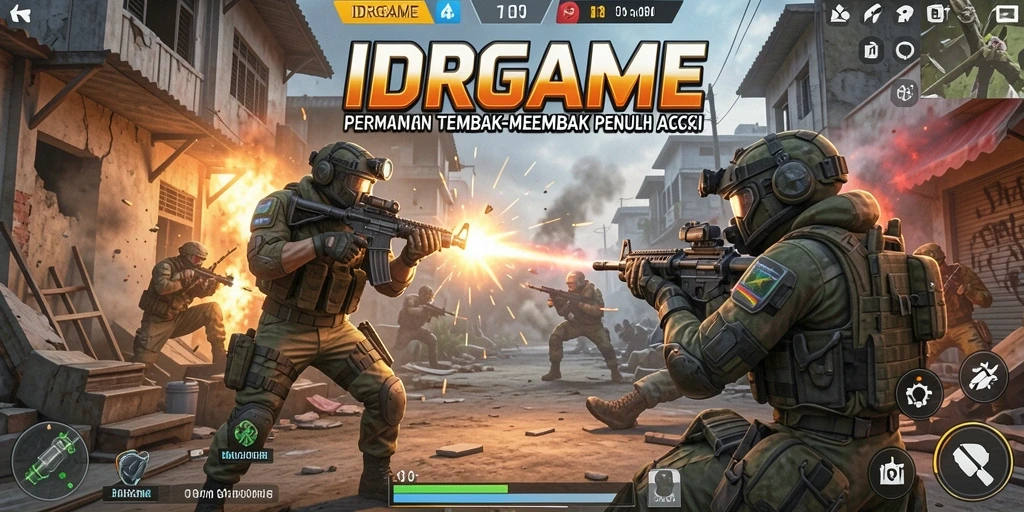 Screenshot IDRGAME menampilkan aksi tembak-menembak intens.
