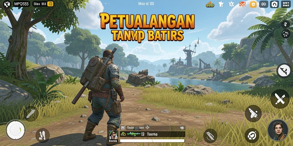 Gameplay MPO555 dengan pemandangan yang menakjubkan di dunia terbuka.