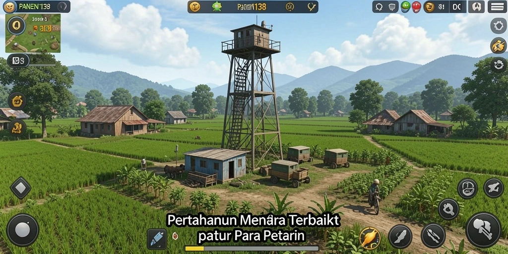Screenshot gameplay menara pertahanan yang mendebarkan di PANEN138.