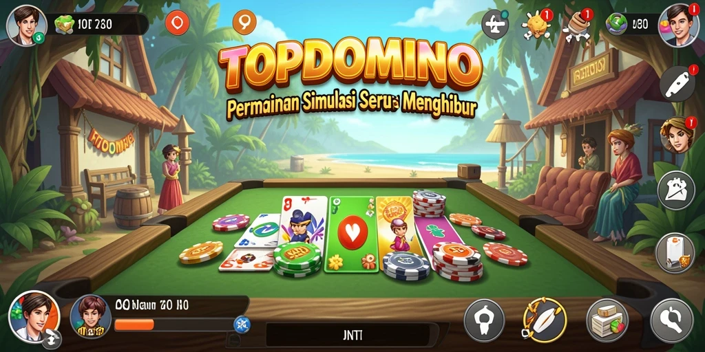 Screenshot utama gameplay <strong>TOPDOMINO</strong> menunjukkan aksi seru dalam permainan simulasi.