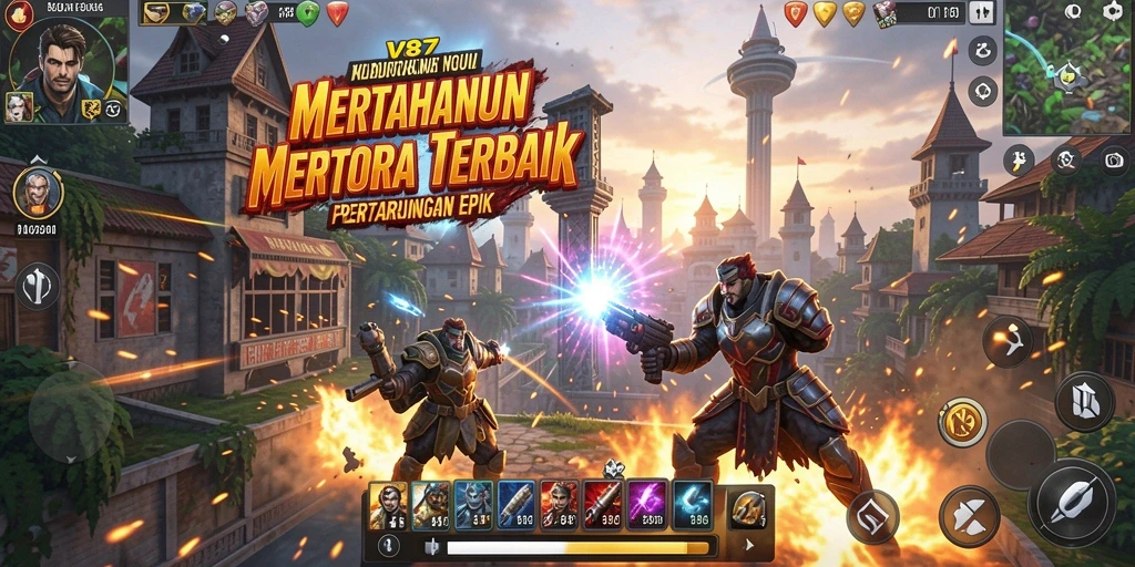 Tampilan gameplay V87 menunjukkan aksi menara pertahanan yang mendebarkan.